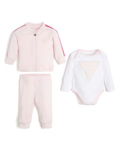 Guess Baby Girl Pale Pink Top, Vest And Pant Set