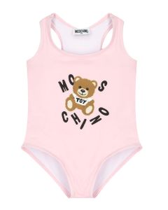 Moschino Girls Pink 'Toy' Letter Logo Swimsuit