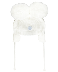 Mini Mitch &amp; Son White &#039;Holden&#039; Double PomPom Knitted Hat