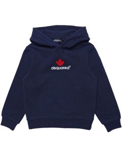 DSQUARED2 Blue Maple Leaf Logo Hooded Sweater
