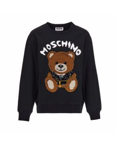 Moschino Kids Black Towelling Teddy Bear Logo Sweatshirt