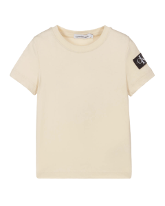 Calvin Klein Boys Beige Jersey T-Shirt With Logo Badge