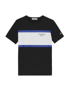Calvin Klein Boys Black And Blue Colour Block T-Shirt