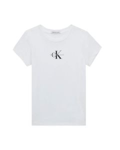 Calvin Klein Girls Bright White With Micro Monogram T-Shirt