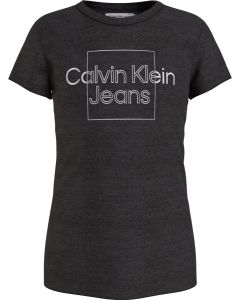 Calvin Klein Girls Black With Metallic Logo Slim Fit T-shirt