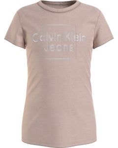 Calvin Klein Girls Rose With Metallic Logo Slim Fit T-shirt