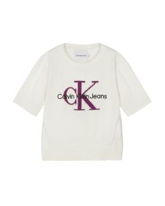 Calvin Klein Girls Ivory Monogram Logo Sweatshirt