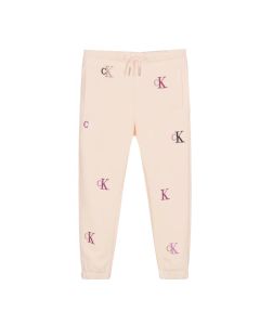 Calvin Klein Girls Pale Pink All-Over Monogram Joggers