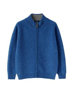 Il Gufo Boys Blue Cardigan With Grey Elbow Patches