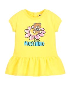 Moschino Baby Girls Yellow Teddy Bear Flower Jersey Dress
