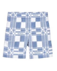 Burberry Boys Blue Cotton Check Shorts