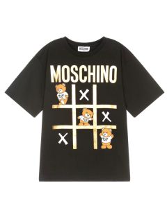 Moschino Girls Black Cotton Teddy Bear Game T-Shirt