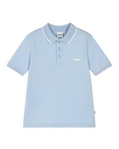 BOSS Boys NS 2024 Pale Blue Cotton Polo Shirt