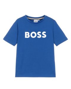 BOSS Boys New Season Electric Blue Cotton T-Shirt