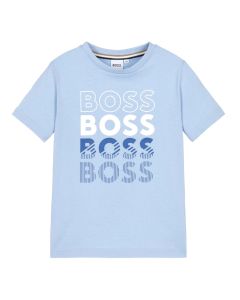 BOSS Boys NS 2024 Pale Blue Repeat Logo Cotton T-Shirt
