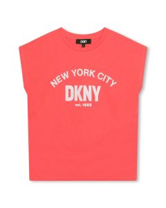DKNY Girls Neon Orange Cotton T-Shirt