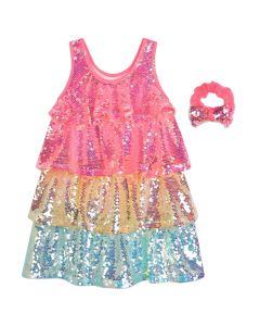 Billieblush Girls Shimmering Sequin Multi-Coloured Dress