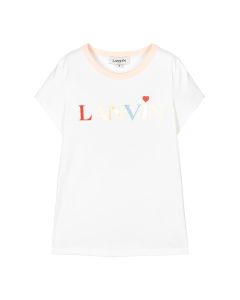 Lanvin Ivory Cotton Coloured Logo T-Shirt