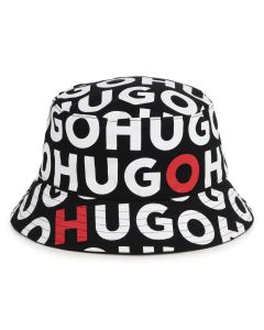 HUGO  Black Cotton Reversible Bucket Hat 