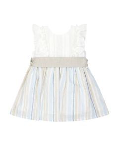 Deolinda Chic Girl's Blue and Beige Stripe Dress