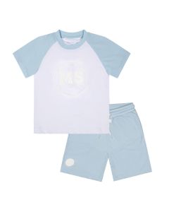 Mitch &amp; Son &#039;Tyrone&#039; White &amp; Sky Blue T-Shirt and Short Set