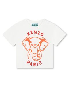 KENZO KIDS Baby Girls Orange &amp; Red Elephant Cotton T-Shirt