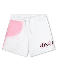MARC JACOBS Girls Pink Spray Paint White Cotton Shorts