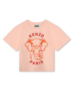KENZO KIDS Girls SS24 Pink Cotton Elephant T-Shirt