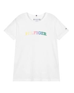 Tommy Hilfiger Girl's White Monotype Logo T-Shirt SS24