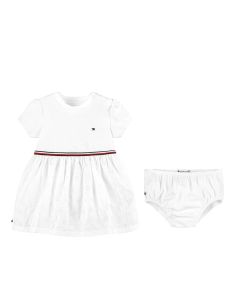 Tommy Hilfiger Baby Girls White Broderie Anglaise Cotton Dress Set