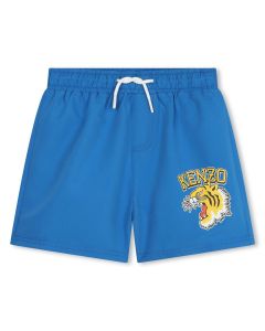 KENZO KIDS Boys Bright Blue Varsity Tiger Swim Shorts
