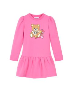 Moschino Kid Girls Strawberry Pink Cotton Teddy Bear Dress