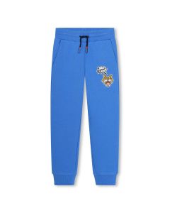 KENZO KIDS  Boys Blue Embroidered Tiger Cotton Joggers