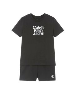 Calvin Klein SS24 Black Cotton Jersey Short Set