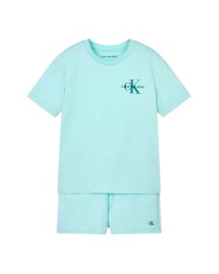 Calvin Klein SS24 Blue Cotton Jersey Short Set