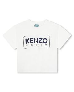 KENZO KIDS Ivory Organic Cotton SS24 Logo T-Shirt