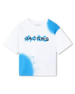 MARC JACOBS SS24 Boys White Cotton Spray Paint T-Shirt