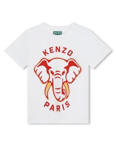 KENZO KIDS  Boys Orange &amp; Red Elephant SS24 Cotton T-Shirt