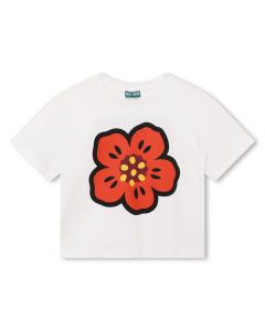 KENZO KIDS Girls Ivory Cotton SS24 Boke Flower T-Shirt