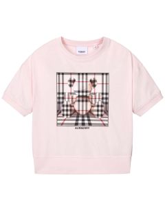 Burberry Girls Pink Box Bear Cotton T-Shirt