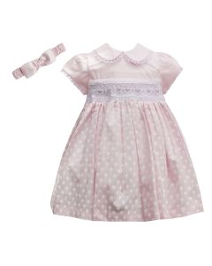 Pretty Originals Girls Pink & White Spotty Dress Set