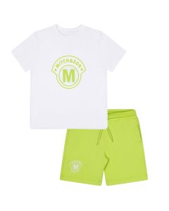 Mitch &amp; Son White &amp; Lime Green &#039;Walker&#039; T-Shirt and Short Set