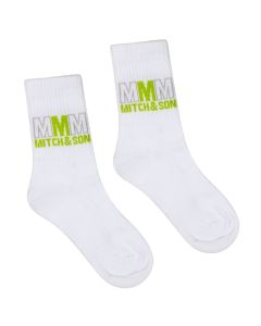 Mitch & Son Boys White & Lime Green 'West' Socks