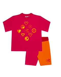A&#039;Dee Bold Hearts &#039;Marnie&#039; Pink &amp; Orange Cycling Short Set