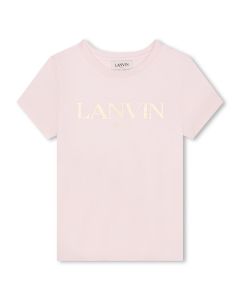 Lanvin Girls Pale Pink &amp; Gold Organic Cotton T-Shirt