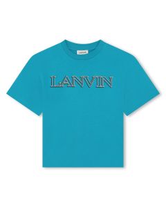 Lanvin Turquoise Embroidered Logo T-Shirt