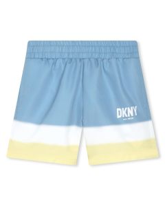 DKNY Boys Pale Blue & Yellow Striped Swim Shorts