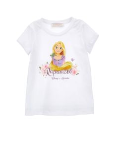 Monnalisa Girls White Cotton Rupunzel Disney T-Shirt