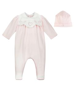 Emile Et Rose Baby Girls Pink &#039;Fern&#039; Heart Babygrow