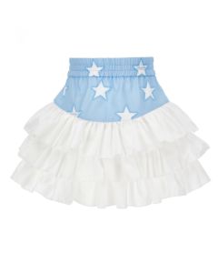 Monnalisa Girls Blue and White Star Cotton Skirt